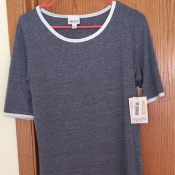 NWT Lularoe Julia. Heather blue with white piping.