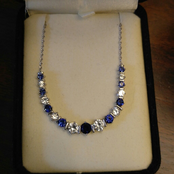 Diamond and Sapphire Necklace (lab created)