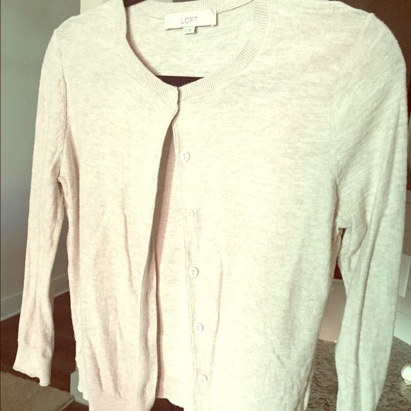 Loft Beige Cardigan, Size Small