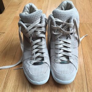 COACH  bone suede wedge sneakers