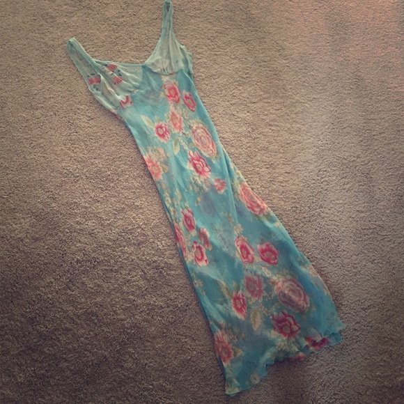 Blue Floral Print Dress