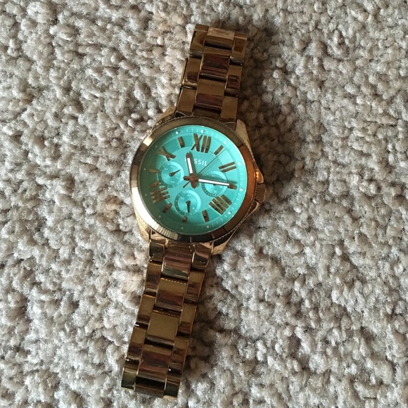 Women's Fossil Watch Teal Gold/Rose Gold