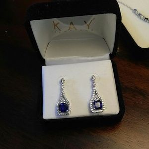 Sapphire and Diamond Earrings (lab created)