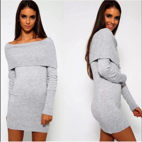 GORGEOUS GRAY SWEATER DRESS - Picture 2 of 4