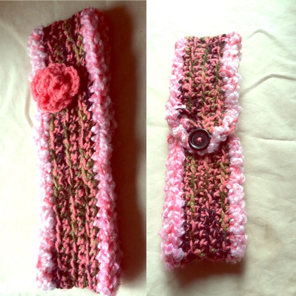 HANDMADE pink camo women's headband