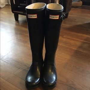 Black High gloss tall hunter rainboot sz 6