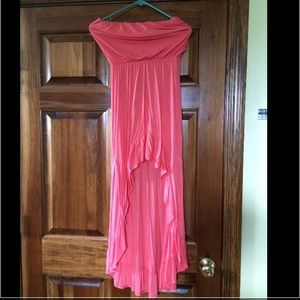 High low peach dress with belt