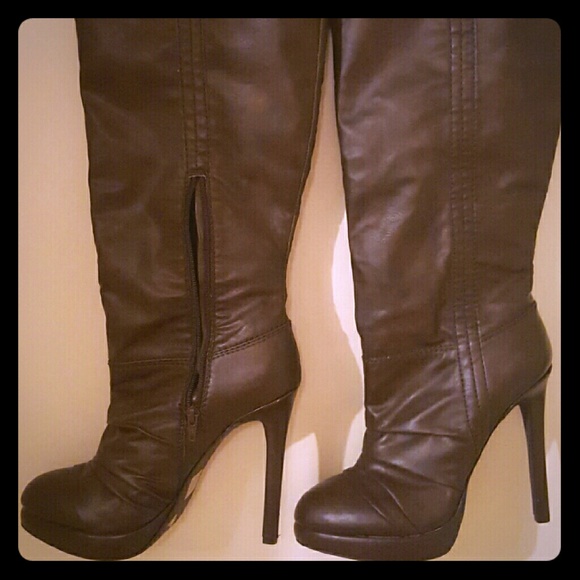 Jessica Simpson knee high brown leather boots
