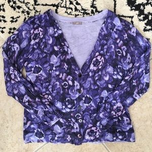 J. Jill Purple Floral Cardigan
