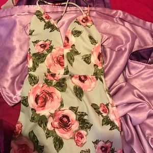 Fashion Nova Grey Floral Bodycon Mini Dress