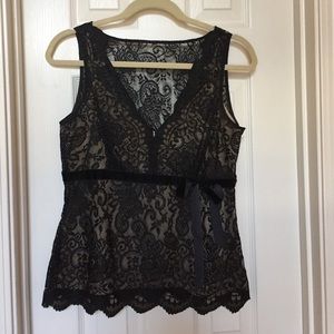 Loft Black Lace Sleeveless Blouse