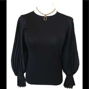 Ralph Lauren top w/pleated, sheer sleeves