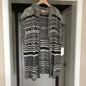 3/4 length sweater with hoodie