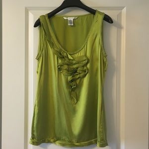 Diane von Furstenberg green silk blouse.