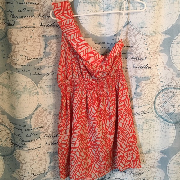 Francesca orange and cream one shoulder dress!