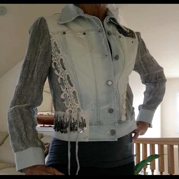 Unique Italian denim jacket (w lace detail)