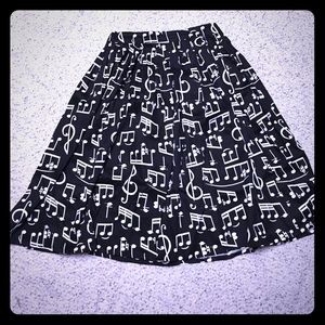 Black and White ModCloth Music Note Midi Skirt