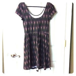 Dark gray, purple skater dress