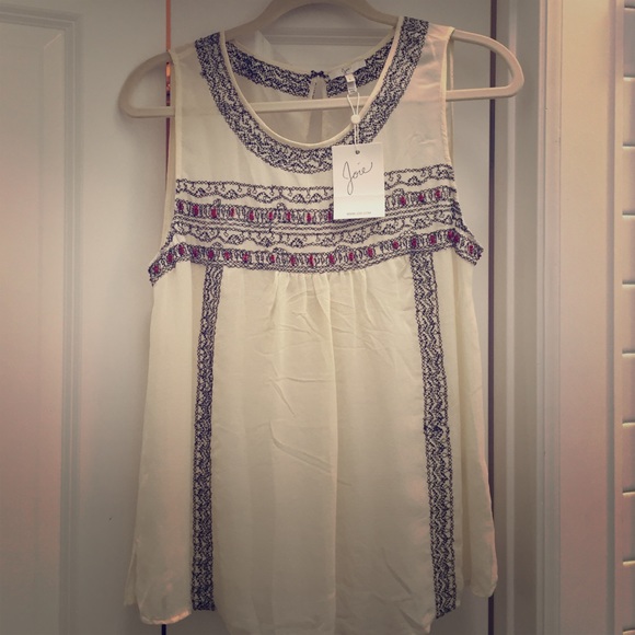 Joie silk top with stitching and beading detail