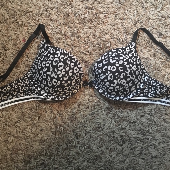 Black and white leopard print push-up bra - Picture 1 of 2