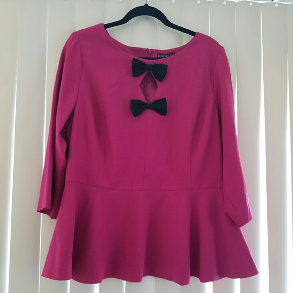 Forever 21 - Plus Size 2X - Peplum - Pink - Bows