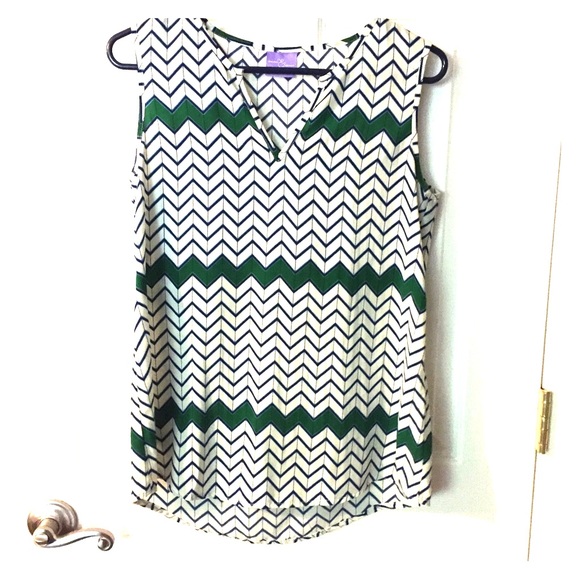 Green, white, blue chevron tunic