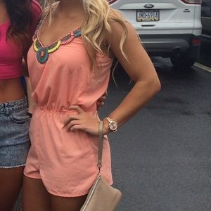 Peach beaded romper