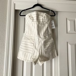 Denim Romper strapless