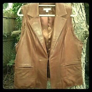 Coldwater Creek leather vest sz lg