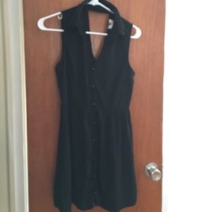 Back cut out, black button up dress