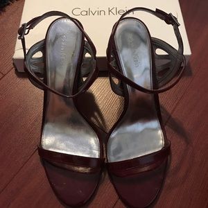 Calvin Klein Priscilla patent red sandals
