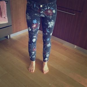 Current/Elliot black jeans with floral print
