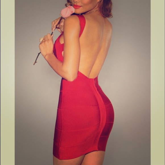 Wine Red Backless Bandage Dress