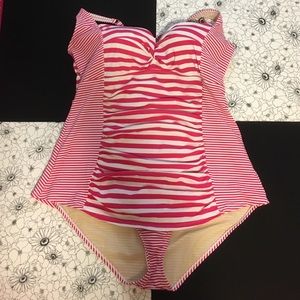 Torrid pink/white striped one-piece swimsuit