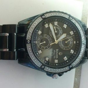 Zero flaws!!! Bulova mens black diamond watch