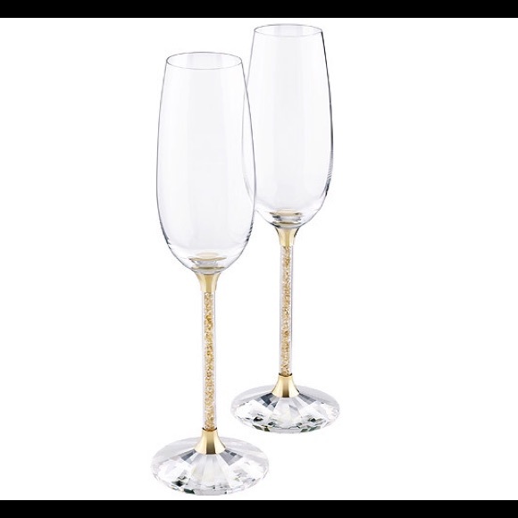 🚫SOLD🚫Swarovski Gold toasting flutes