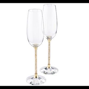 🚫SOLD🚫Swarovski Gold toasting flutes