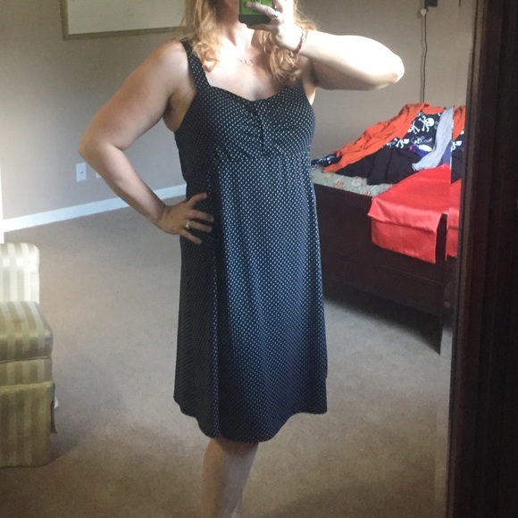 Cute Black & White Polka Dot Dress (L)