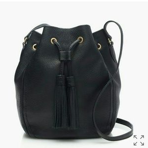 JCREW Tassel-tie bucket bag in pebbled leather NEW