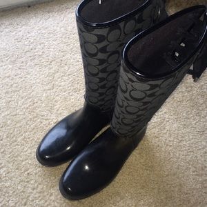 COACH tristee logo lace up rain boots