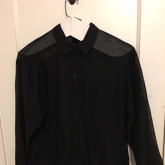 Sheer Black Button Up Shirt