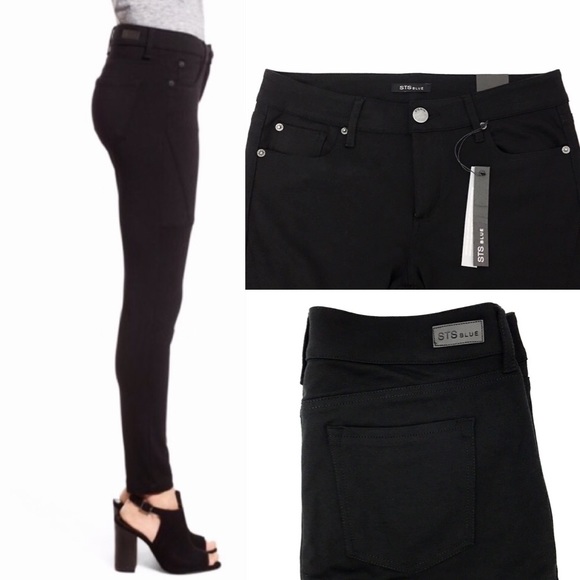 See Thru Soul Black Knit Patched Ponte Pants - Picture 2 of 4