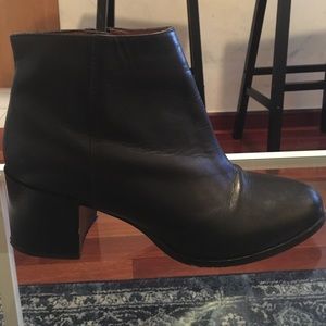 Lightly worn H&M black heeled leather booties