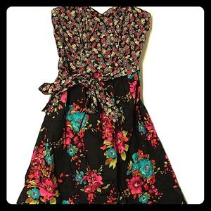 Xhilaration Strapless Multi-Colored Floral Dress