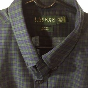 Ralph Lauren Navy and Green Slim Fit Button down