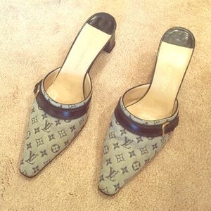 Navy blue and gray Louis Vuitton slip on shoes