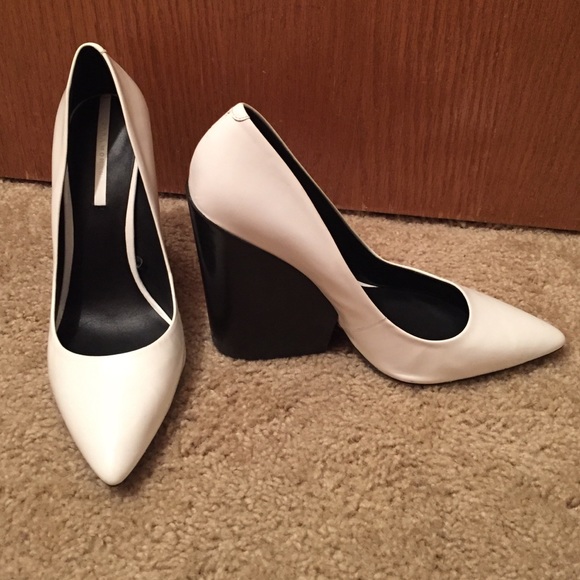 White Zara wedge court shoe