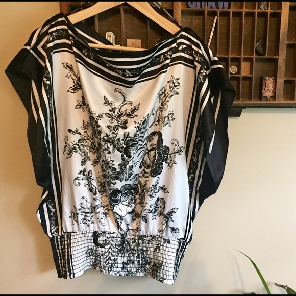 Satiny Black and White My Michelle Top