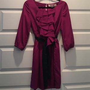 Dark pink/purple dress with navy ribbon belt