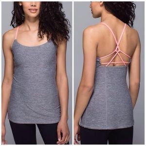 Lululemon gray and pink dancing warrior tank